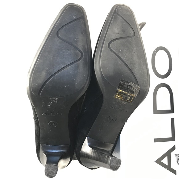ALDO Black Suede Knee-High Buckle Stiletto Slouch Boots Women's Size 8M - Picture 8 of 12